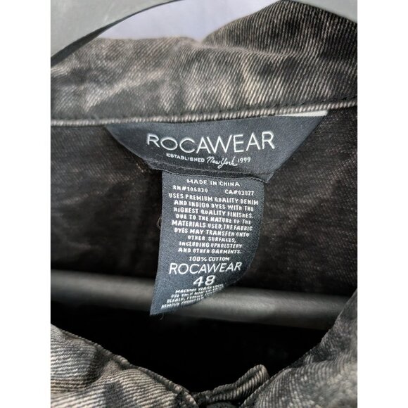 Mens RocaWear Denium Size 48 Black Grey Jacket Distressed Vintage RARE - Picture 3 of 15